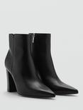 Mango Brun Heeled Pointed Ankle Boots, Black