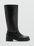 Mango Leather Calf Boots, Black