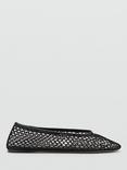 Mango Narot Mesh Ballerina Pumps, Black