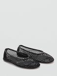 Mango Narot Mesh Ballerina Pumps, Black