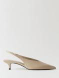 Mango Top Leather Kitten Heel Court Shoes, Nude