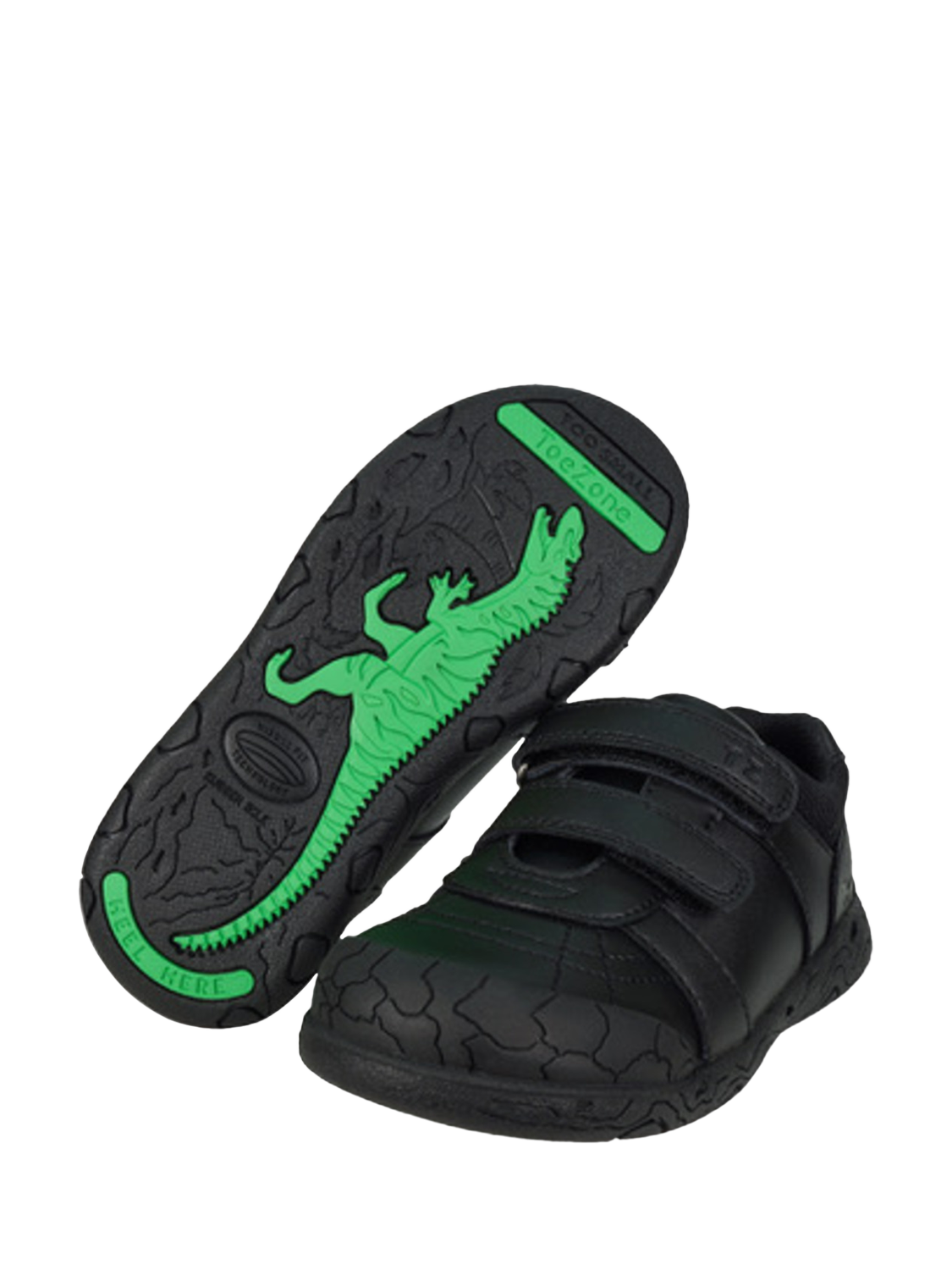 ToeZone Kids Dex Dinosaur School Shoes Black