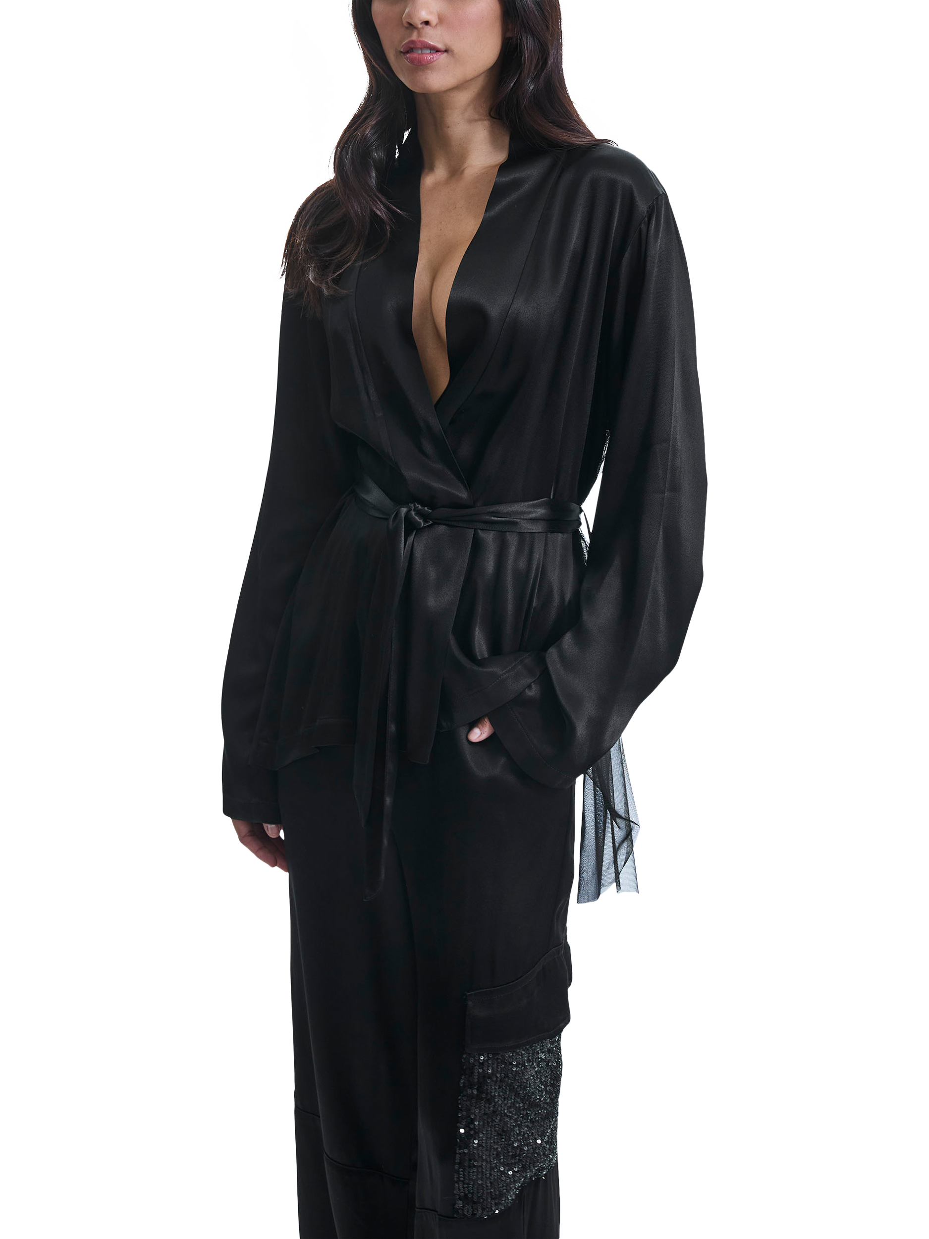 Product image 3 of 5, which shows James Lakeland Belted Tulle Jacket, Black, 8