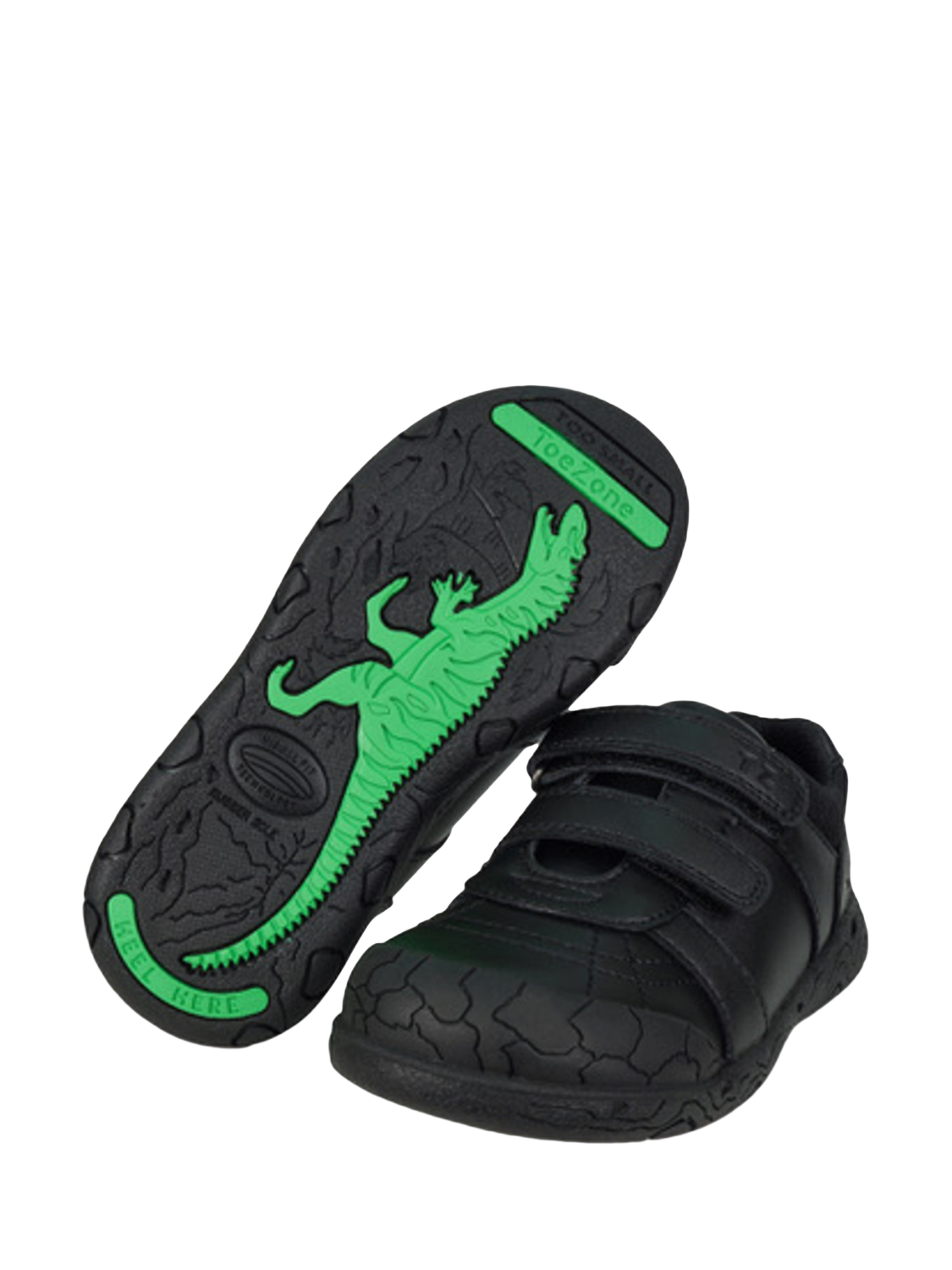 ToeZone Kids Rebel Dinosaur School Shoes Black