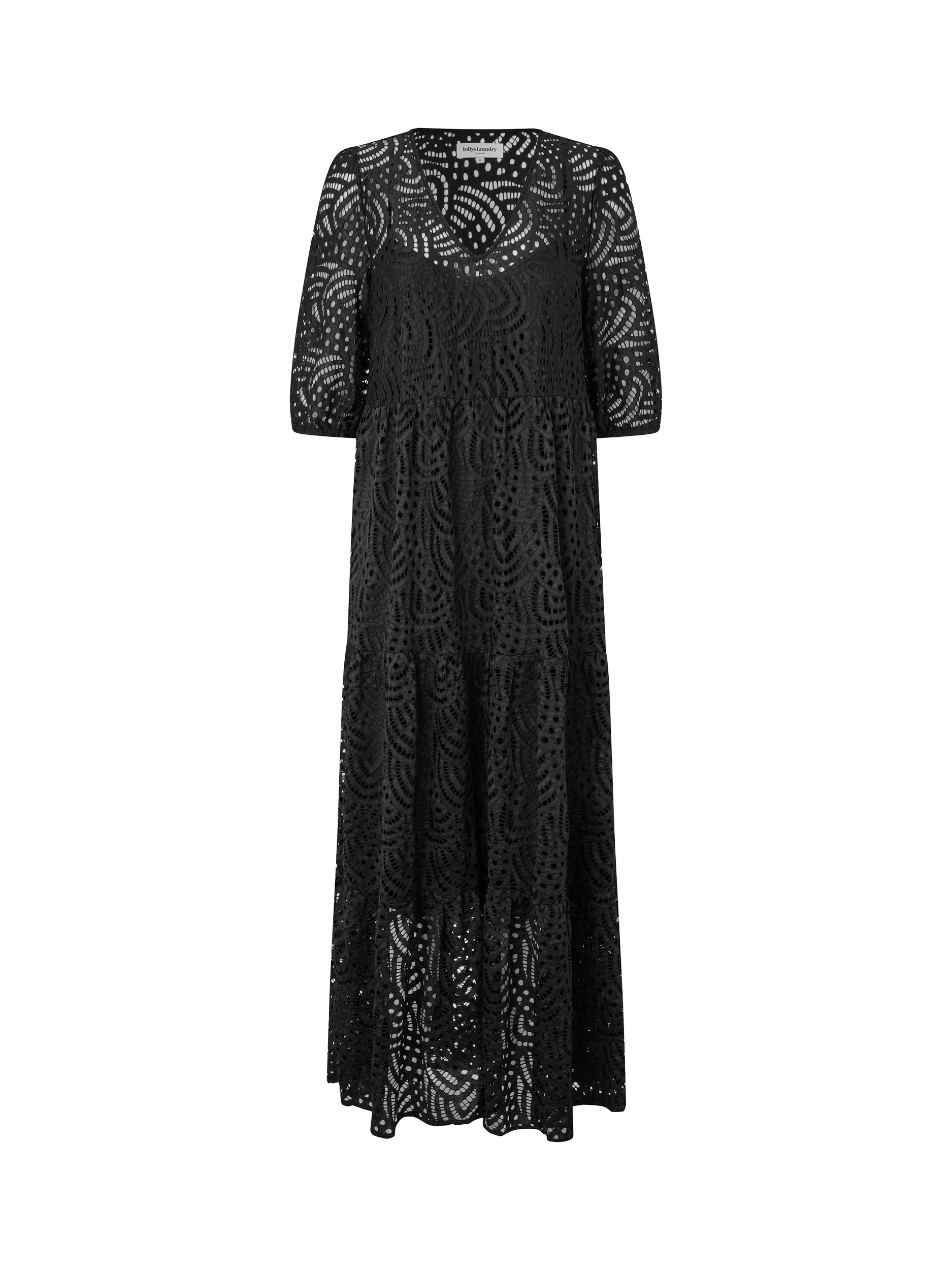 Lollys Laundry Gambo Lace Maxi Dress, Black, XS