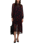 SISLEY Heart Chiffon Shirt Dress, Red/Black