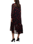 SISLEY Heart Chiffon Shirt Dress, Red/Black