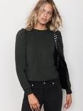 Mint Velvet Puff Sleeve Sweatshirt, Green