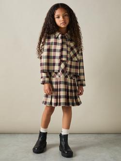 Reiss Kids' Elif Check Shirt, Burgundy/Multi, Burgundy/Multi
