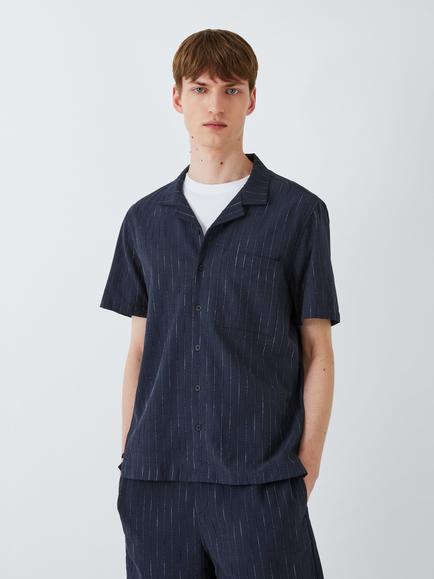 Kin Raised Stripe Short Sleeve Shirt, Dark Sapphire, Dark Sapphire