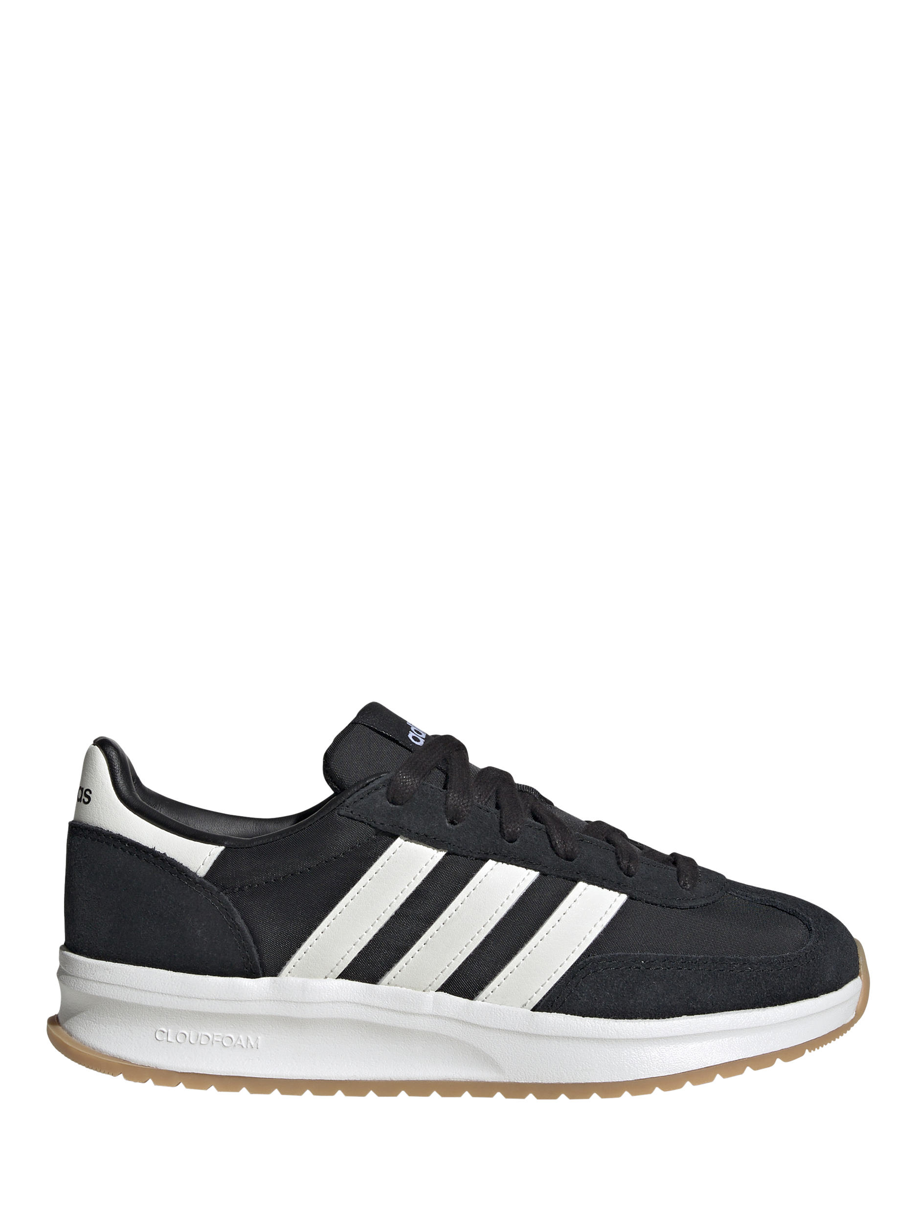 Product image 1 of 6, which shows adidas Run 70s 2.0 Leather Blend Lace Up Trainers, Black/White, 4
