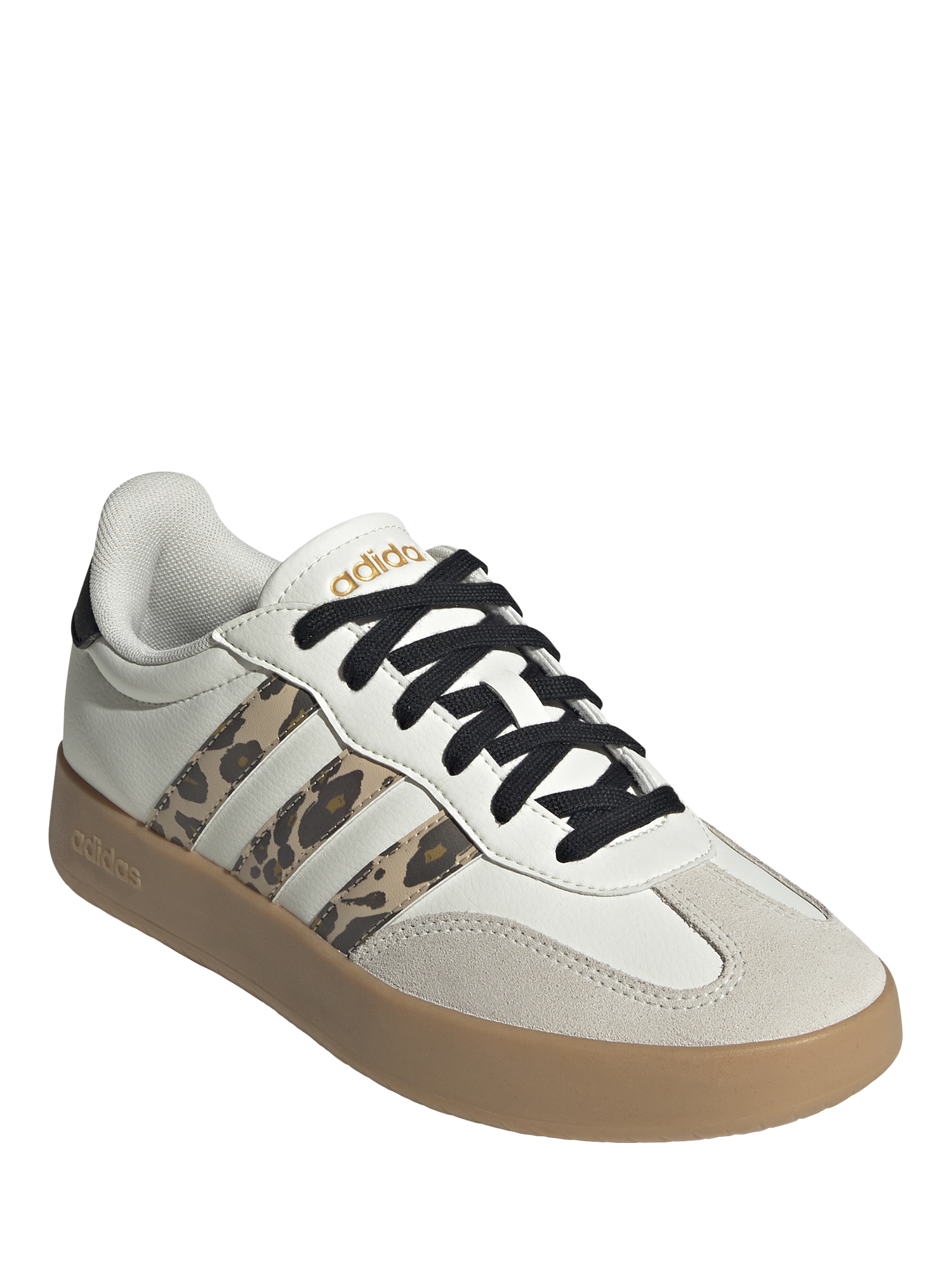 Product image 3 of 7, which shows adidas Barreda Suede Blend Lace Up Leopard Stripe Trainers, Off White/Multi, 5.5