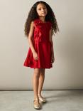 Reiss Kids' Polliana 3D Floral Flared Dress, Red