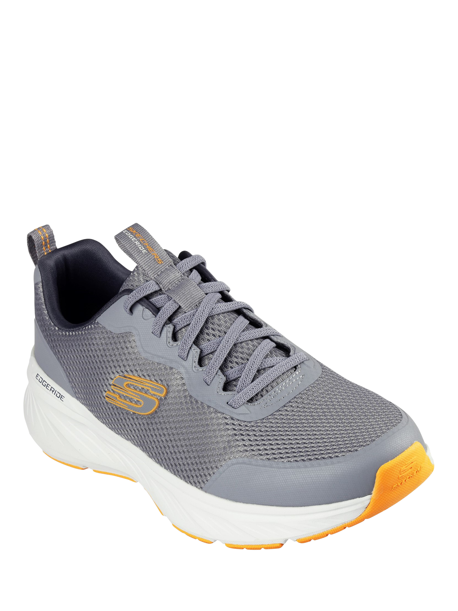 Skechers Edgeride Rekzeg Air Cooled Memory Foam Cushioned Trainers Grey Orange