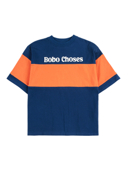 Bobo Choses Kids' Colour Block T-Shirt, Navy/Orange, Navy/Orange