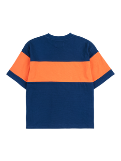 Bobo Choses Kids' Colour Block T-Shirt, Navy/Orange - view 2, Navy/Orange