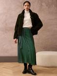 Brora Patchwork Block Print Silk Skirt, Emerald