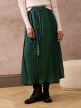 Brora Patchwork Block Print Silk Skirt, Emerald