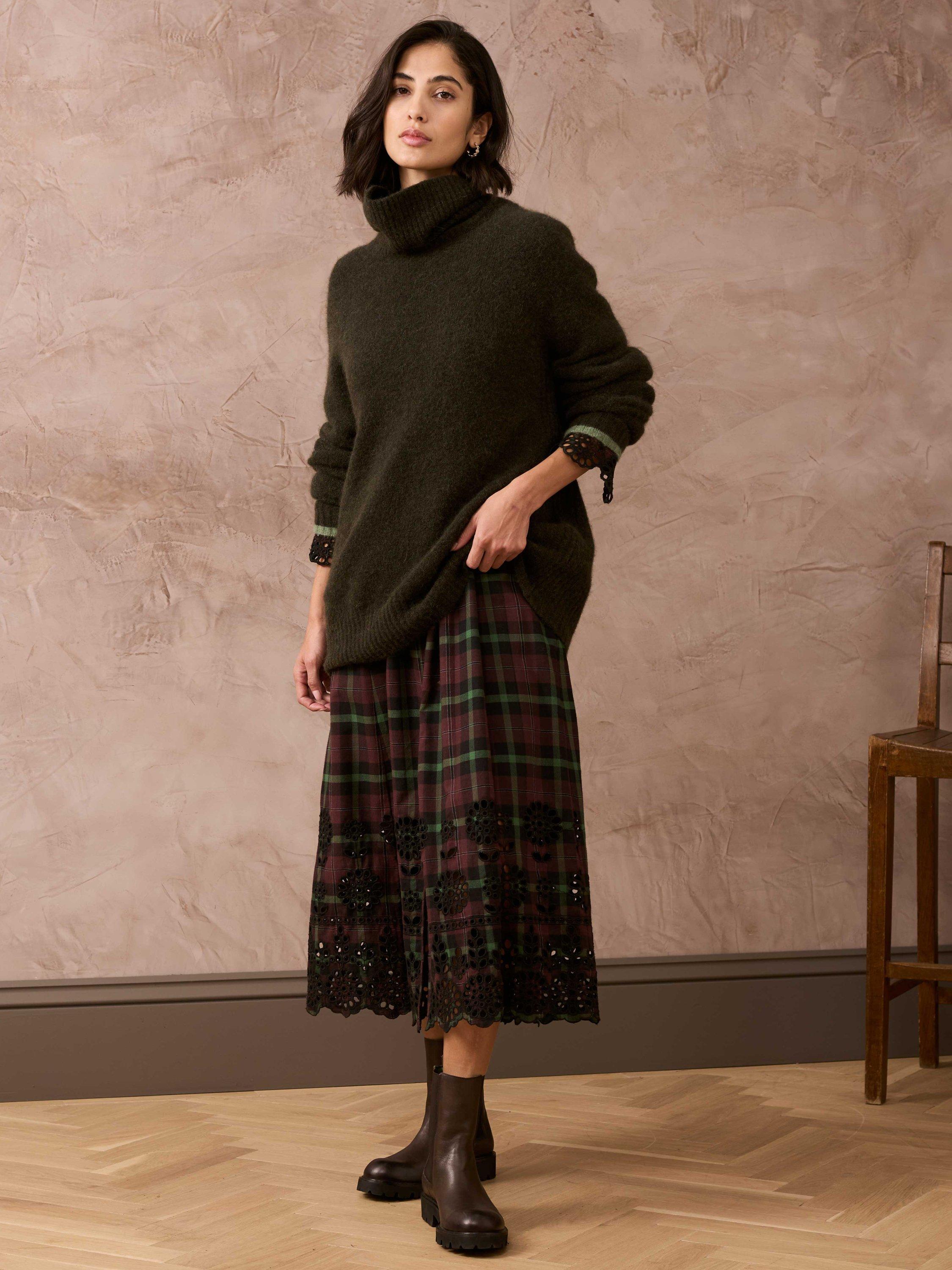 Brora Polo Neck Wool Rich Jumper, Seaweed