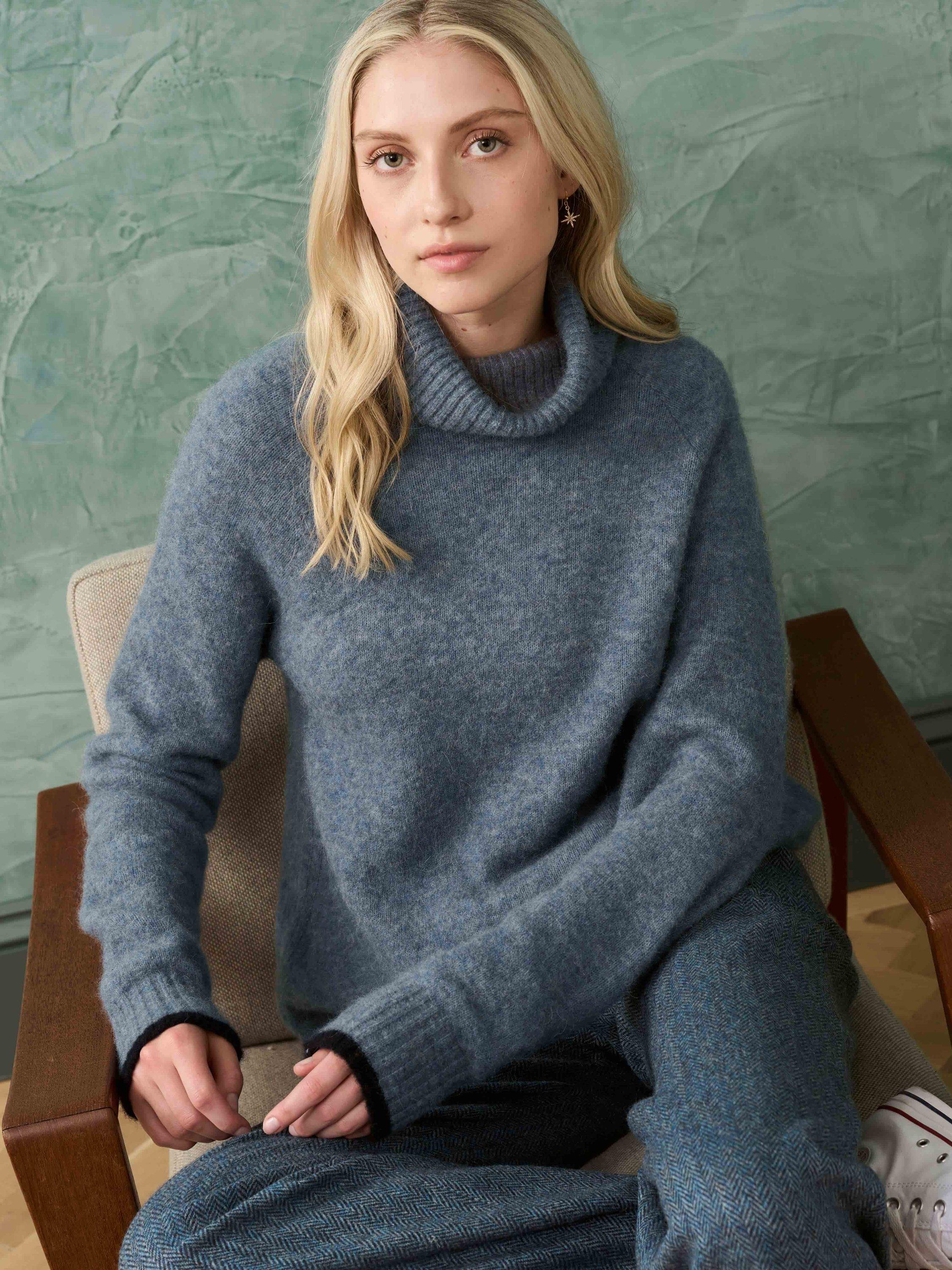 Brora Polo Neck Wool Rich Jumper, Nimbus