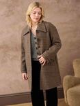 Brora Harris Pure Wool Tweed Coat, Walnut/Navy