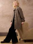 Brora Harris Pure Wool Tweed Coat, Walnut/Navy