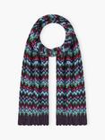 Brora Wave Pure Cashmere Scarf, Blackcurrant