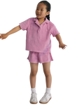 The New Society Kids' Briseis Terry Cotton Short Sleeved Polo Shirt, Hibiscus
