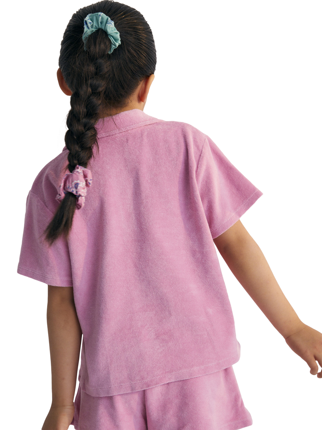 Product image 5 of 5, which shows The New Society Kids' Briseis Terry Cotton Short Sleeved Polo Shirt, Hibiscus, 4 years