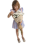 The New Society Kids' Chara Cotton Striped Jumpsuit, Powder Blue
