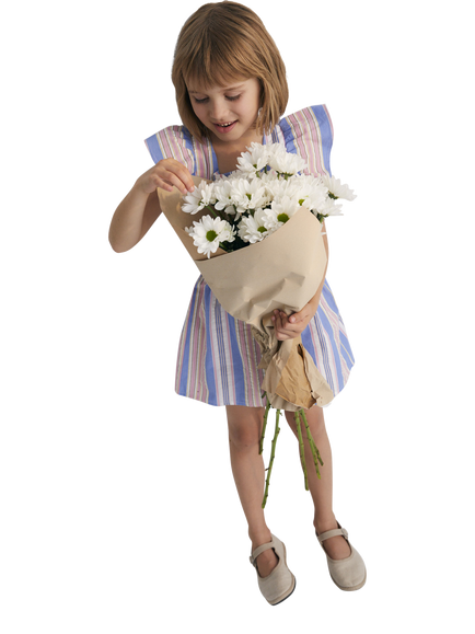The New Society Kids' Chara Cotton Striped Jumpsuit, Powder Blue - view 2, Powder Blue