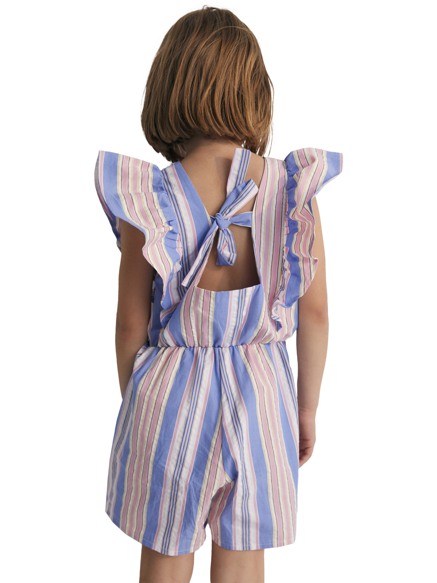 Product image 3 of 7, which shows The New Society Kids' Chara Cotton Striped Jumpsuit, Powder Blue, 4 years