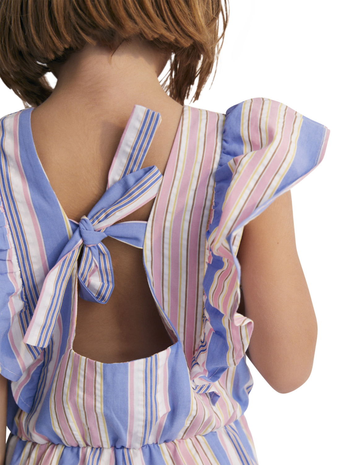 Product image 4 of 7, which shows The New Society Kids' Chara Cotton Striped Jumpsuit, Powder Blue, 4 years