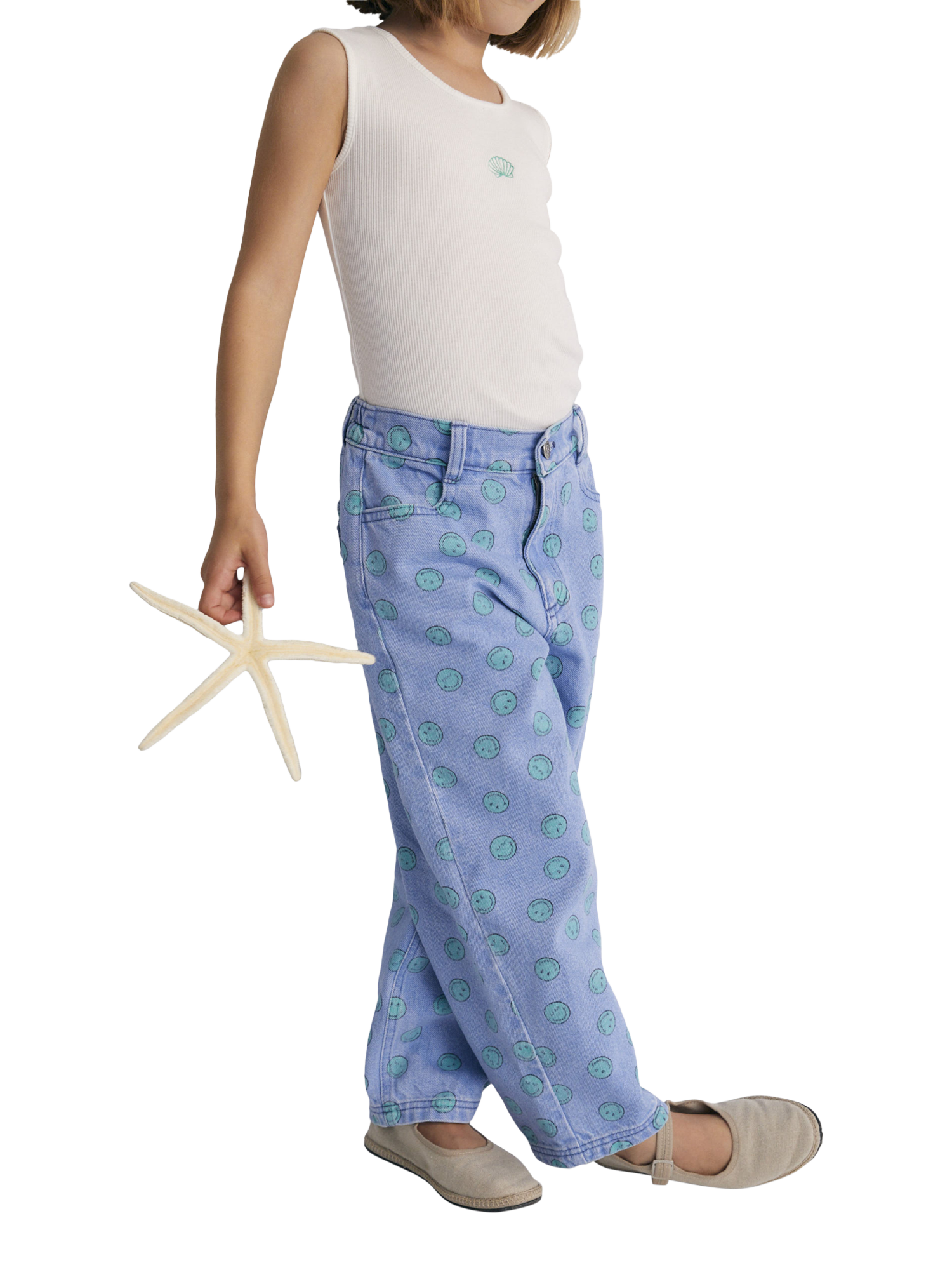 Product image 5 of 6, which shows The New Society Kids' Lipsi Cotton Lobster Top, White, 4 years