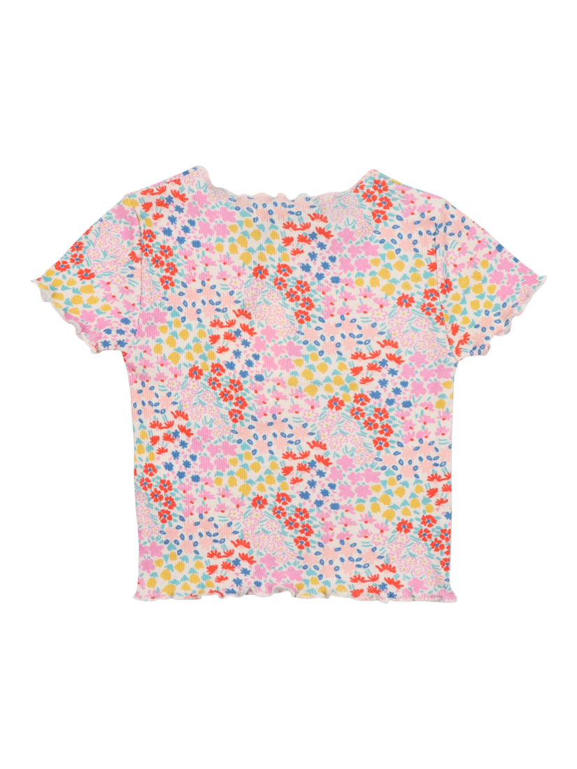 Product image 2 of 4, which shows The New Society Kids' Nicolette Cotton Ribbed Floral Print Short Sleeve T-shirt, Anemone Print, 4 years