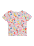 The New Society Kids' Nicolette Cotton Ribbed Floral Print Short Sleeve T-shirt