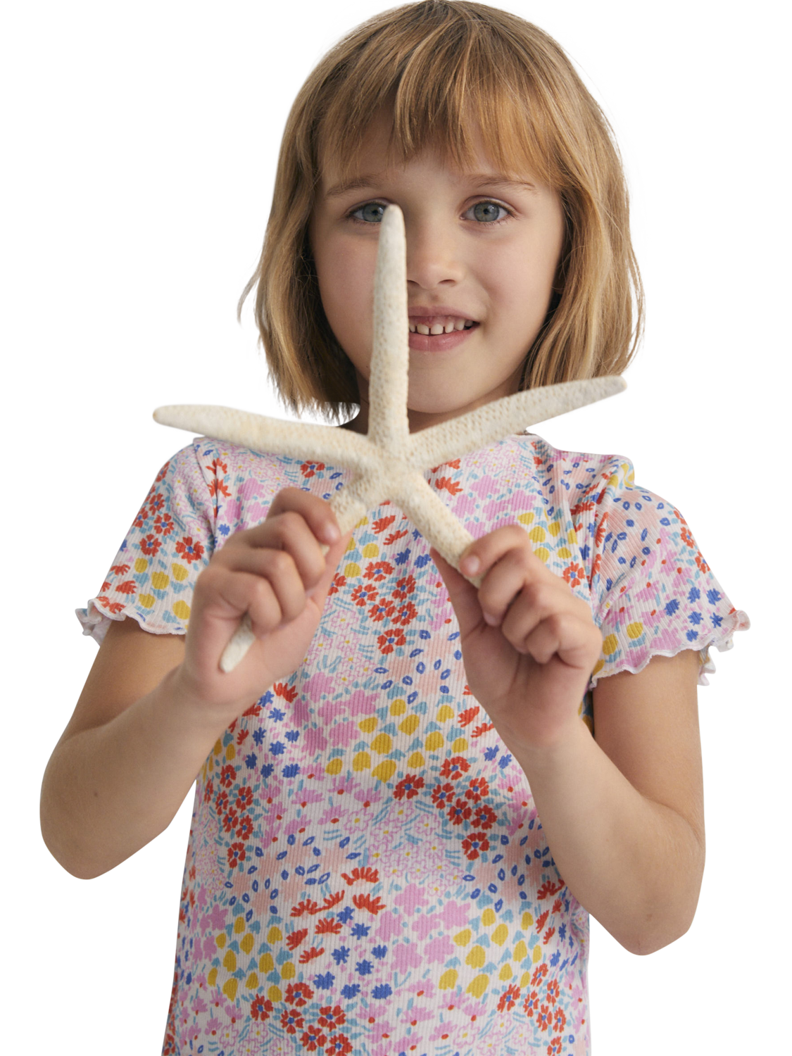 Product image 4 of 4, which shows The New Society Kids' Nicolette Cotton Ribbed Floral Print Short Sleeve T-shirt, Anemone Print, 4 years