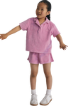 The New Society Kids' Briseis Terry Cotton Shorts, Hibiscus