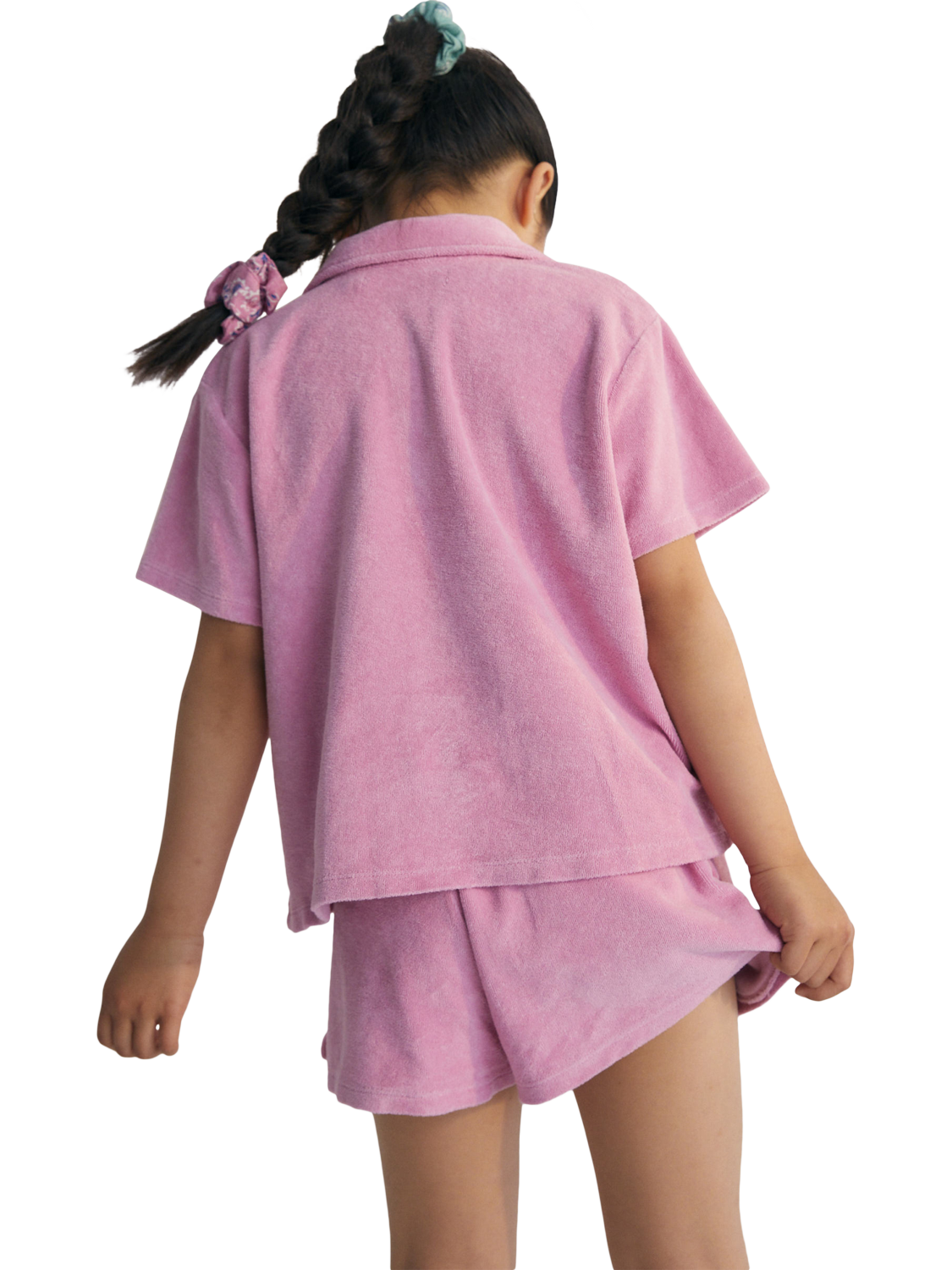 Product image 3 of 4, which shows The New Society Kids' Briseis Terry Cotton Shorts, Hibiscus, 4 years