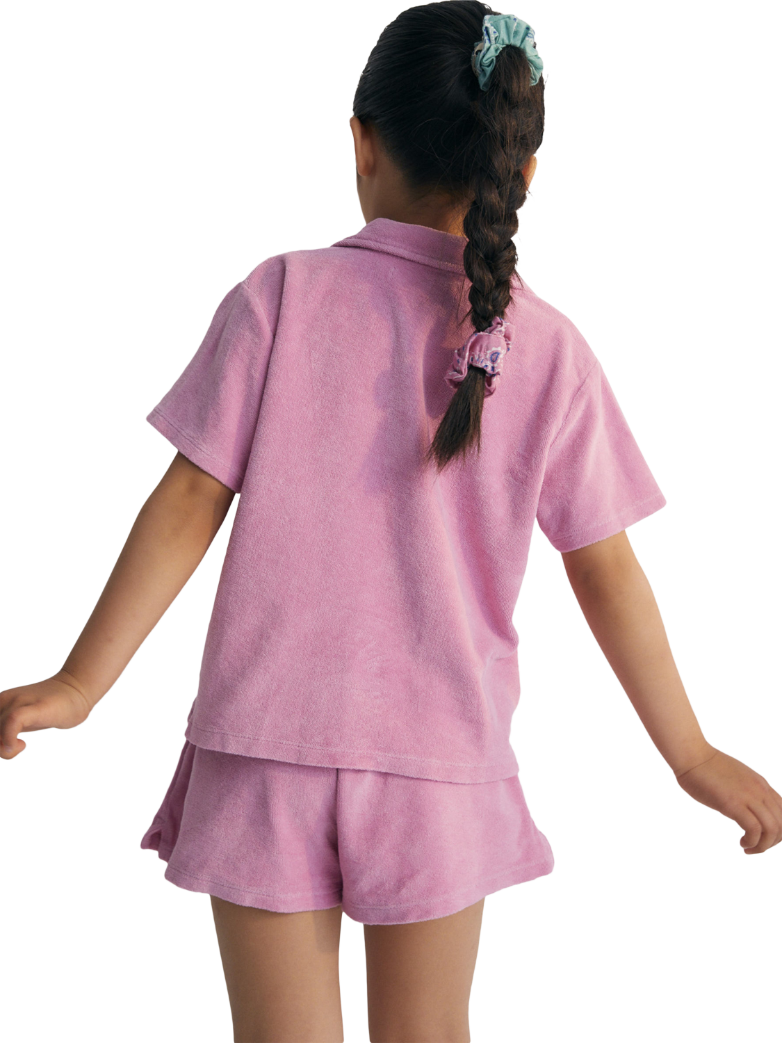 Product image 4 of 4, which shows The New Society Kids' Briseis Terry Cotton Shorts, Hibiscus, 4 years
