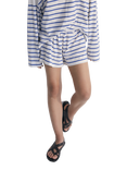The New Society Kids' Komotini Cotton Striped Shorts, Cobalto