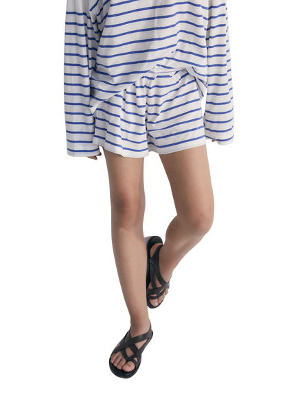 The New Society Kids' Komotini Cotton Striped Shorts, Cobalto, Cobalto