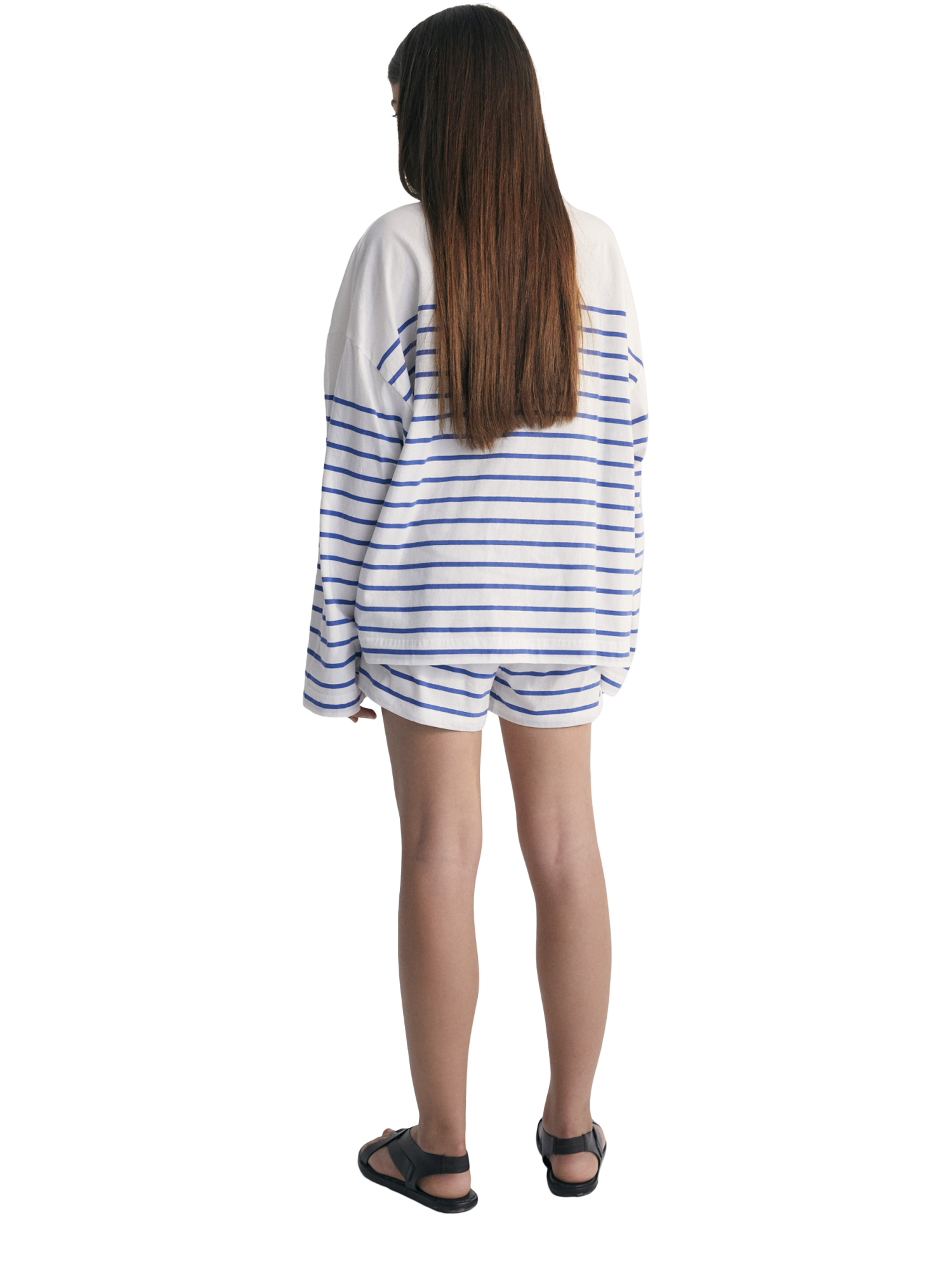 Product image 2 of 2, which shows The New Society Kids' Komotini Cotton Striped Shorts, Cobalto, 4 years