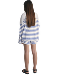 The New Society Kids' Komotini Cotton Striped Shorts, Cobalto