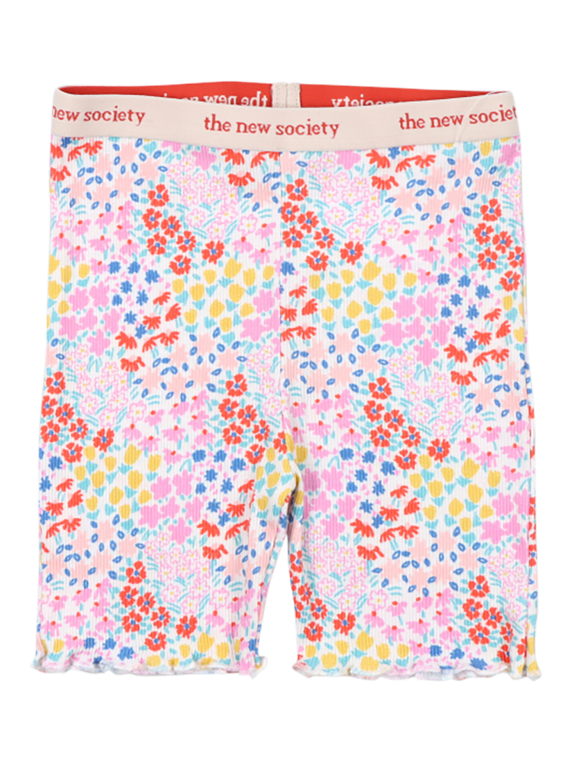 Product image 1 of 4, which shows The New Society Kids' Nicolette Cotton Floral Biker Shorts, Anemone Print, 4 years