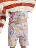 The New Society Kids' Nicolette Cotton Floral Biker Shorts, Anemone Print