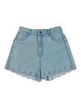 The New Society Kids' Niobe Cotton Denim Embroidered Shorts, Denim