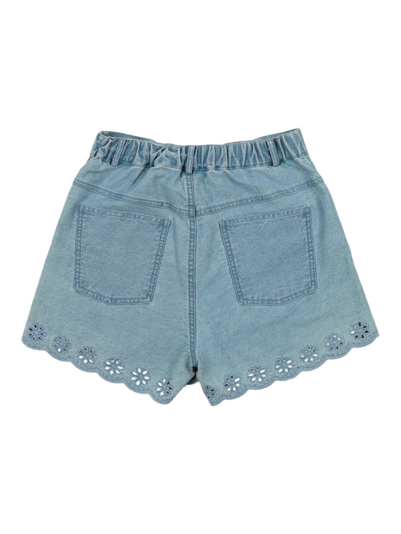 Product image 2 of 4, which shows The New Society Kids' Niobe Cotton Denim Embroidered Shorts, Denim, 4 years