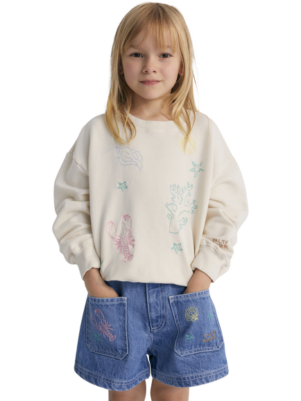 The New Society Kids' Kostas Cotton Ribbed Sweatshirt, Macadamia, Macadamia