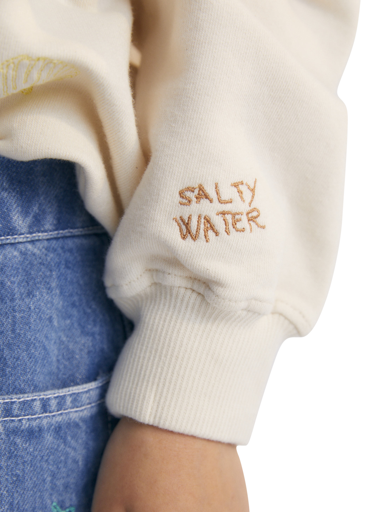 Product image 3 of 8, which shows The New Society Kids' Kostas Cotton Ribbed Sweatshirt, Macadamia, 4 years